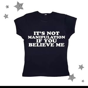 Black Graphic T-Shirt with White Text